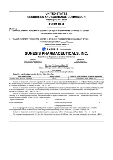 Vorschaubild Viracta Therapeutics 10-Q Quartalsbericht 2019 