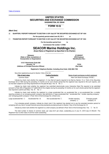Thumbnail SEACOR Marine 10-Q Quarterly Report FY2019 