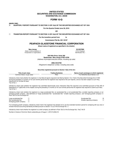 Thumbnail Peapack-Gladstone Financial 10-Q Quarterly Report FY2019 