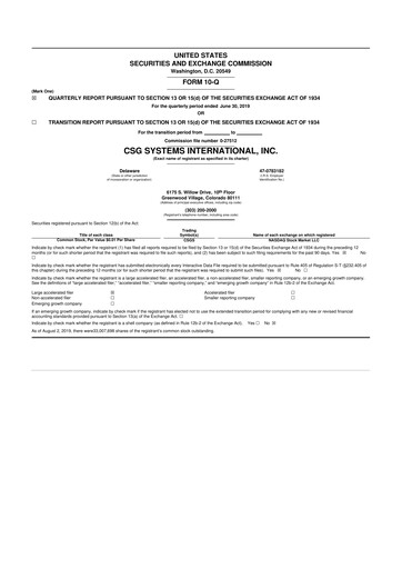 Thumbnail CSG International
 10-Q Quarterly Report FY2019 