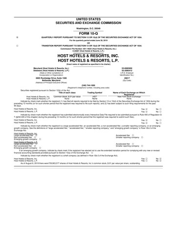 Thumbnail Host Hotels & Resorts
 10-Q Quarterly Report FY2019 