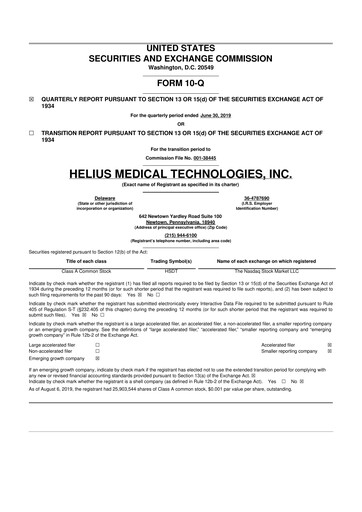 Miniature Solana Company 10-Q Rapport trimestriel 2019 
