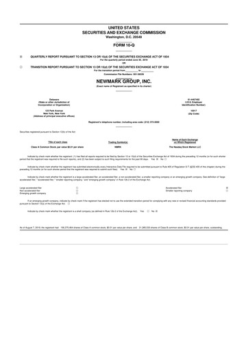 Thumbnail Newmark 10-Q Quarterly Report FY2019 