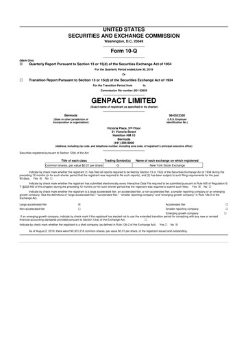 Vorschaubild Genpact 10-Q Quartalsbericht 2019 