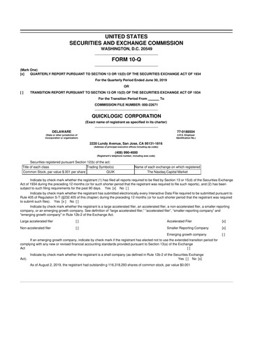 Thumbnail Quicklogic 10-Q Quarterly Report FY2019 