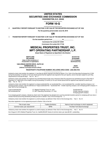 Vorschaubild Medical Properties Trust
 10-Q Quartalsbericht  