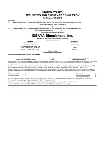 Thumbnail IDEAYA Biosciences 10-Q Quarterly Report FY 