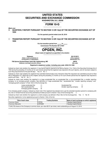 Thumbnail OpGen
 10-Q Quarterly Report FY 