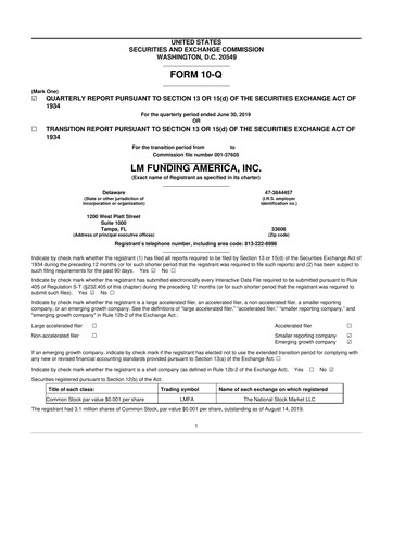 Thumbnail LM Funding America 10-Q Quarterly Report FY2019 