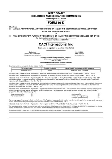 Thumbnail CACI International Inc 10-K Annual Report 2019