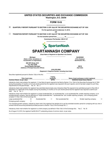 Miniature SpartanNash
 10-Q Rapport trimestriel 2019 