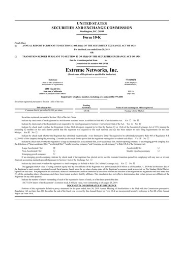 Thumbnail Extreme Networks
 10-K Annual Report 2019