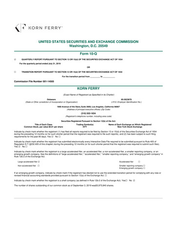 Miniature Korn Ferry
 10-Q Rapport trimestriel  