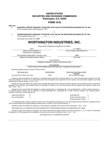 Miniature Worthington Enterprises 10-Q Rapport trimestriel 2020 