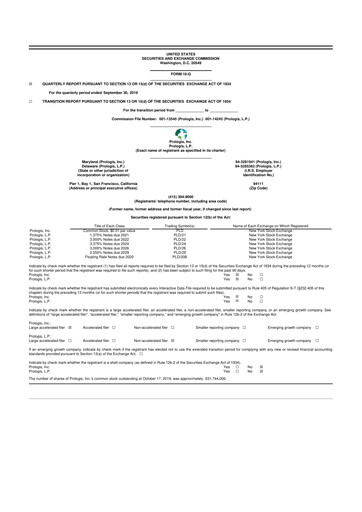 Thumbnail Prologis 10-Q Quarterly Report FY 