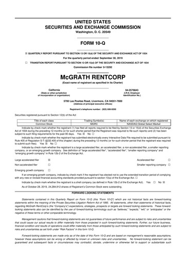 Miniature McGrath RentCorp
 10-Q Rapport trimestriel 2019 
