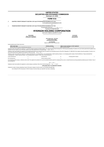 Thumbnail Ryerson 10-Q Quarterly Report FY2019 