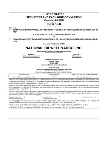 Thumbnail NOV 10-Q Quarterly Report FY2019 