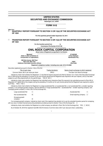Thumbnail Blue Owl Capital Corporation 10-Q Quarterly Report FY 