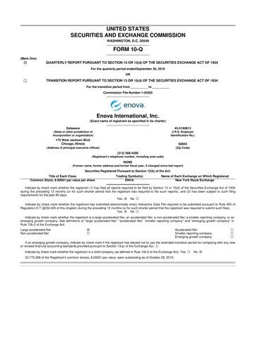 Thumbnail Enova International
 10-Q Quarterly Report FY 