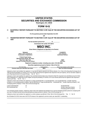 Thumbnail MSCI 10-Q Quarterly Report FY 