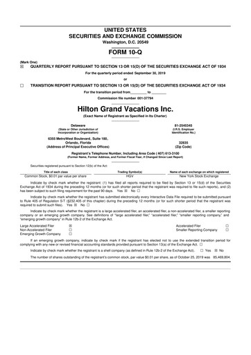 Thumbnail Hilton Grand Vacations
 10-Q Quarterly Report FY 