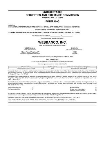 Thumbnail WesBanco 10-Q Quarterly Report FY 