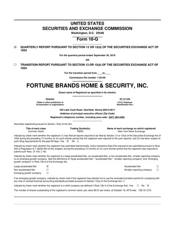 Vorschaubild Fortune Brands Innovations 10-Q Quartalsbericht 2019 