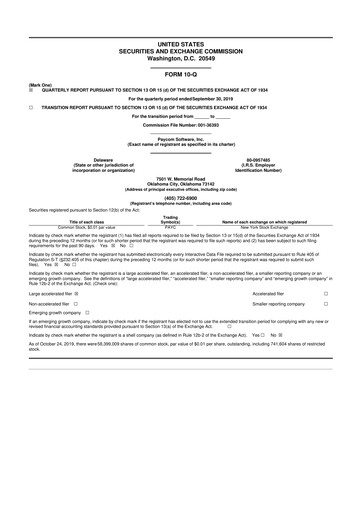 Thumbnail Paycom
 10-Q Quarterly Report FY2019 