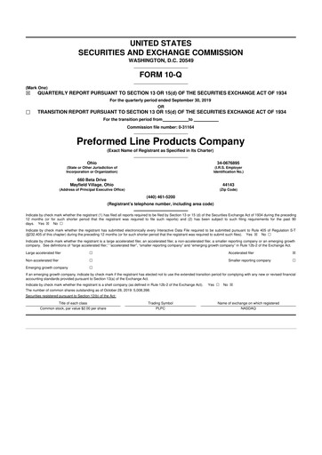 Vorschaubild Preformed Line Products 10-Q Quartalsbericht 2019 