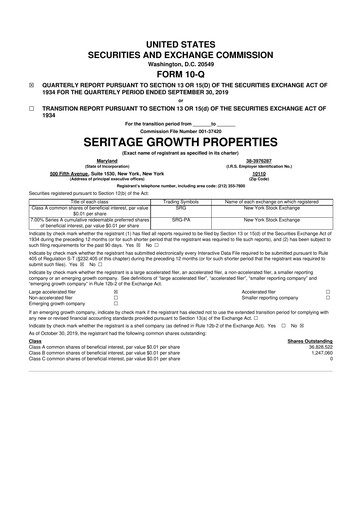 Thumbnail Seritage Growth Properties
 10-Q Quarterly Report FY2019 