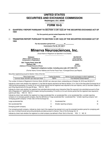 Thumbnail Minerva Neurosciences
 10-Q Quarterly Report FY 