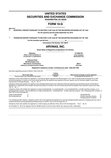 Thumbnail Arvinas 10-Q Quarterly Report FY 