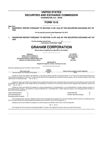 Thumbnail Graham Corporation
 10-Q Quarterly Report FY2019 
