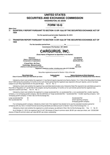 Thumbnail CarGurus 10-Q Quarterly Report FY 