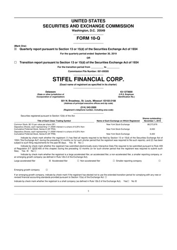 Thumbnail Stifel
 10-Q Quarterly Report FY2019 