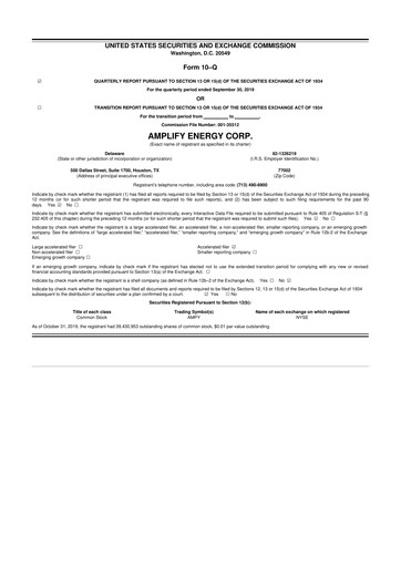 Vorschaubild Amplify Energy
 10-Q Quartalsbericht 2019 