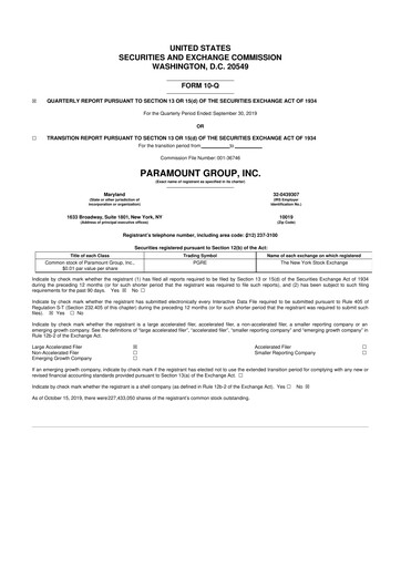Thumbnail Paramount Group 10-Q Quarterly Report FY2019 
