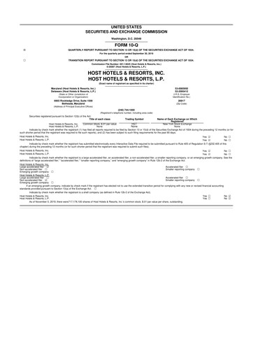 Thumbnail Host Hotels & Resorts
 10-Q Quarterly Report FY2019 