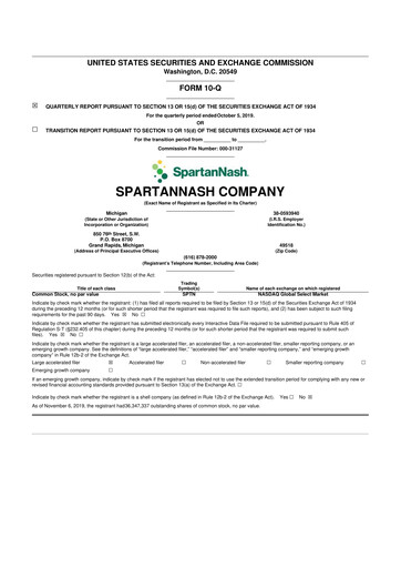 Miniature SpartanNash
 10-Q Rapport trimestriel 2019 