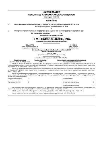 Thumbnail TTM Technologies
 10-Q Quarterly Report FY2019 