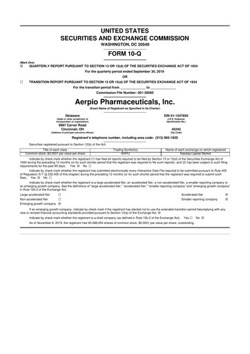 Miniature Aadi Bioscience 10-Q Rapport trimestriel 2019 
