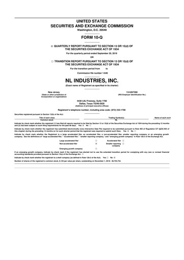Thumbnail NL Industries 10-Q Quarterly Report FY2019 