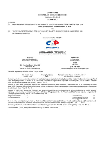 Miniature CrossAmerica Partners 10-Q Rapport trimestriel 2019 