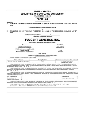 Thumbnail Fulgent Genetics
 10-Q Quarterly Report FY2019 