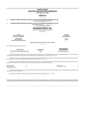 Thumbnail Newmark 10-Q Quarterly Report FY2019 