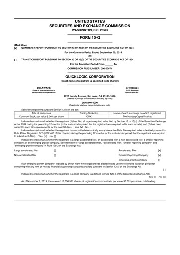 Thumbnail Quicklogic 10-Q Quarterly Report FY2019 