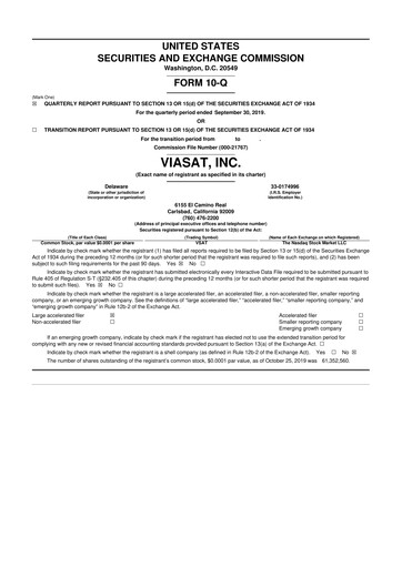 Thumbnail ViaSat 10-Q Quarterly Report FY 