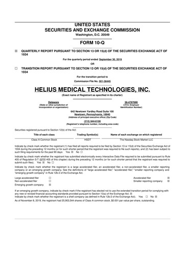 Miniature Solana Company 10-Q Rapport trimestriel 2019 