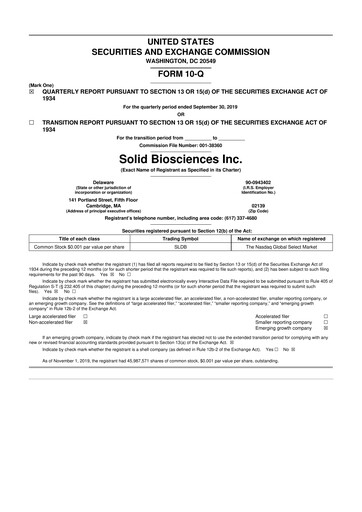 Thumbnail Solid Biosciences
 10-Q Quarterly Report FY 